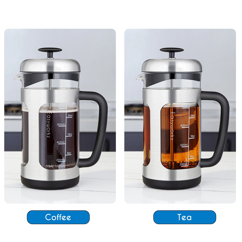 Easyworkz French Press  Coffee Tea Maker with Borosilicate Glass,Soft Grip Handle