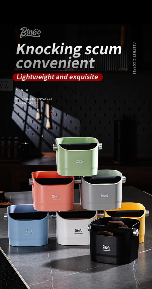 Bincoo Coffee Knock Box Espresso Grounds Container Dump Bin Bucket Anti Slip Powder Beveled Residue Home Cafe Bar Barista Tools