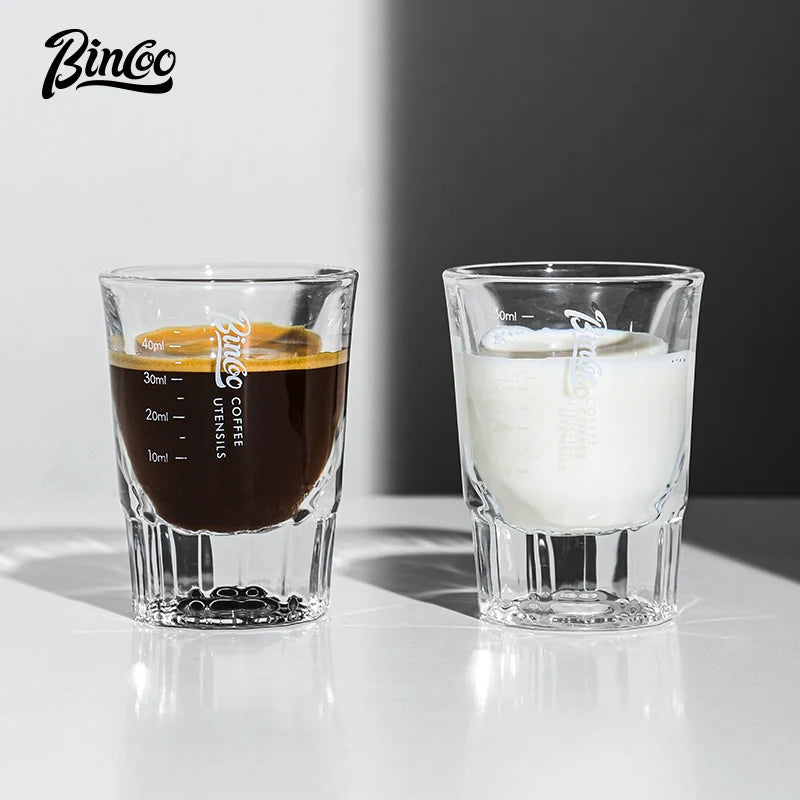 Bincoo Espresso Measuring Cup, Glass Espresso Extraction Cup, Ounce with Scale, Small Milk Cup, Milk Can, Coffee Cup, 50ml