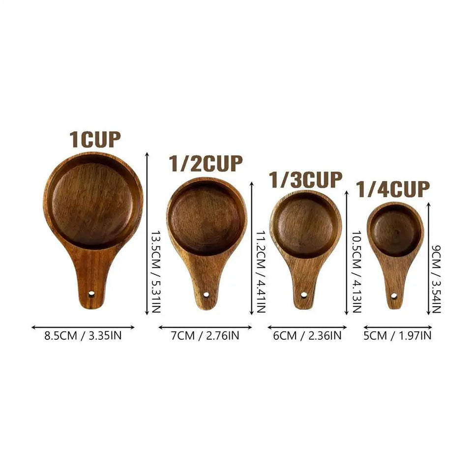 Wooden Measuring Cups And Spoons Set Farmhouse Wooden Coffee Scoop Coffee Beans Sugar Salt Seasoning Scoop Honey Measuring