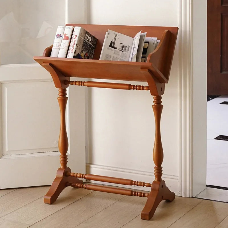 Solid Wood Art Shelf Display Stand Living Room Floor Display Rack Magazine Rack Organizer Small Bookcase Room Wooden Furniture