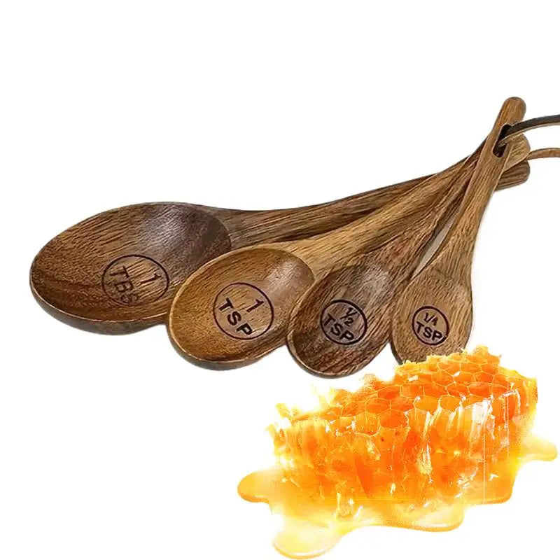 Wooden Measuring Cups And Spoons Set Farmhouse Wooden Coffee Scoop Coffee Beans Sugar Salt Seasoning Scoop Honey Measuring