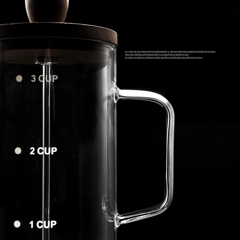 Coffee Pot French Press Coffee Maker Black Walnut Tea Brewer High Borosilicate Glass Coffee Pot  Coffee Accessories