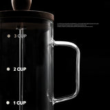 Coffee Pot French Press Coffee Maker Black Walnut Tea Brewer High Borosilicate Glass Coffee Pot  Coffee Accessories