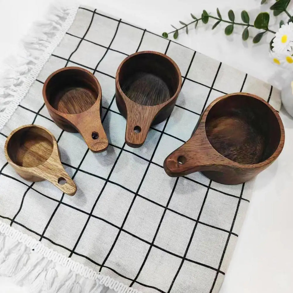 Wooden Measuring Cups And Spoons Set Farmhouse Wooden Coffee Scoop Coffee Beans Sugar Salt Seasoning Scoop Honey Measuring