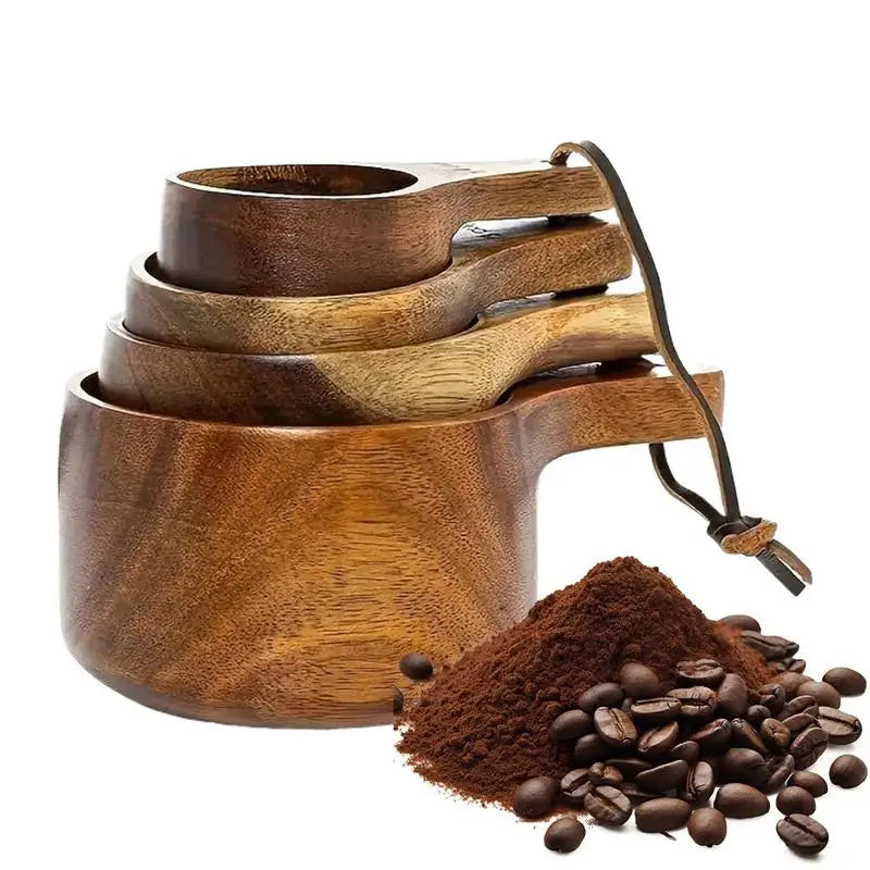 Wooden Measuring Cups And Spoons Set Farmhouse Wooden Coffee Scoop Coffee Beans Sugar Salt Seasoning Scoop Honey Measuring