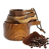 Wooden Measuring Cups And Spoons Set Farmhouse Wooden Coffee Scoop Coffee Beans Sugar Salt Seasoning Scoop Honey Measuring