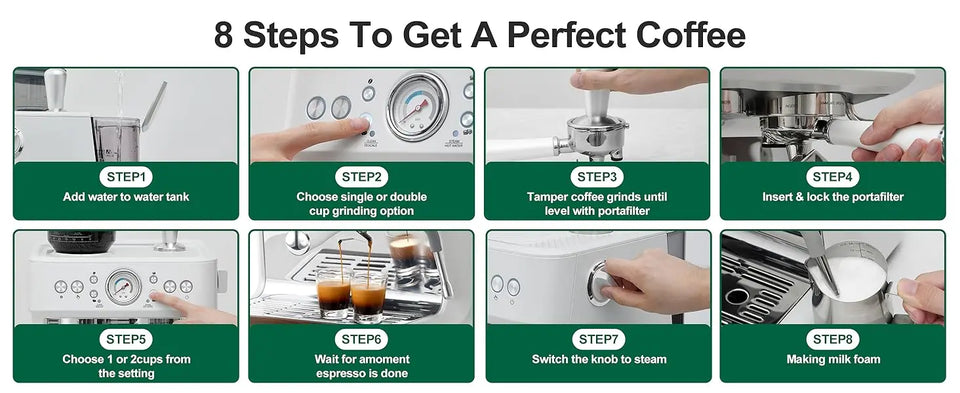 Coffee and Espresso Maker Combo All in One Coffee Machine, 20 Bar Cafe Espresso Machine with Milk Frother for Latte Cappuccino