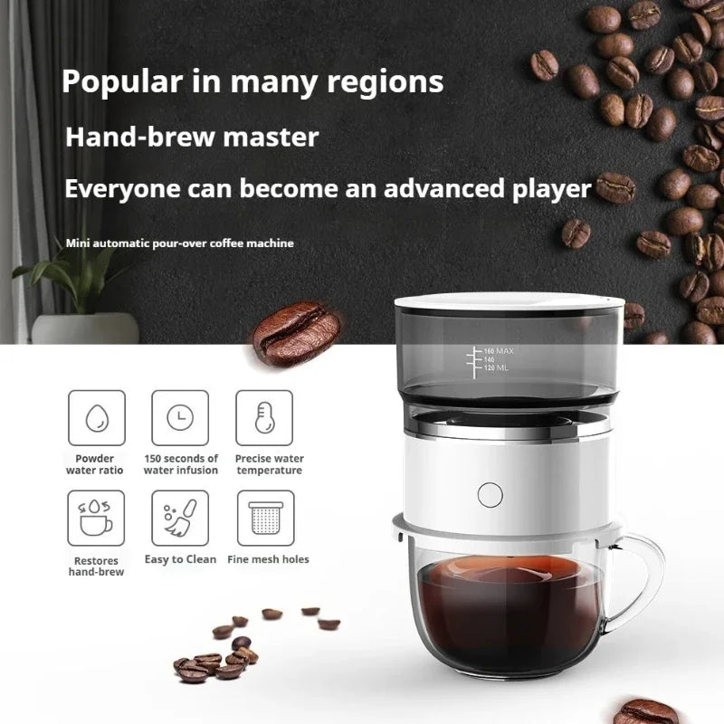 Electric Coffee Maker Portable Mini Coffee Machine 304 Stainless Steel Hand Rushing Coffee Pot for Travel Portable Home Brew Pot