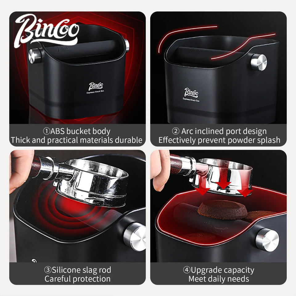 Bincoo Coffee Knock Box Espresso Grounds Container Dump Bin Bucket Anti Slip Powder Beveled Residue Home Cafe Bar Barista Tools