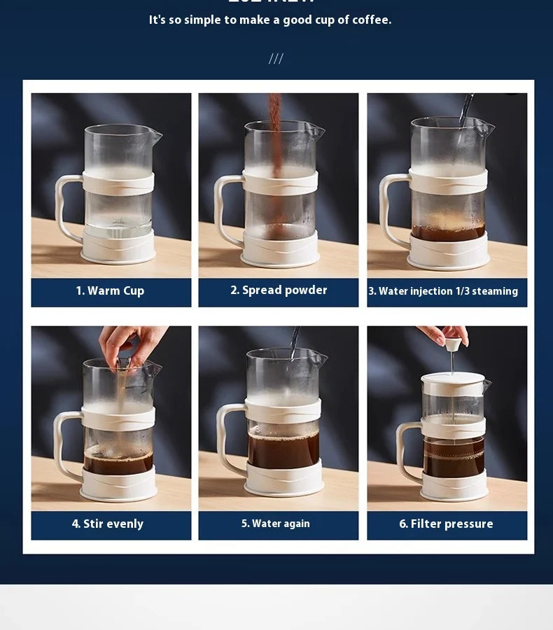 GIANXI Hand Press Coffee Maker Multi-function Filter Coffee Maker Home Brewing Coffee Maker Tea Filter Cold Brew Pot