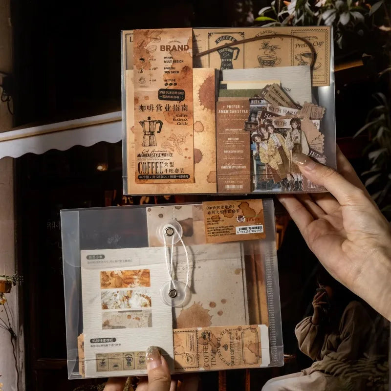 125piece Scrapbook Paper Coffee Business Planner Kit Professional Coffee Shop Worksheets Log Sheets Notebooks Memo Collage