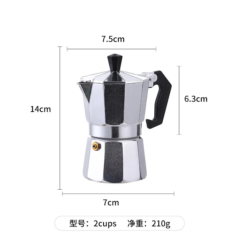 Alloy Mocha Pot 1 Cup 50ml Home Coffee Pot Household Octagonal Moka Coffee Tools