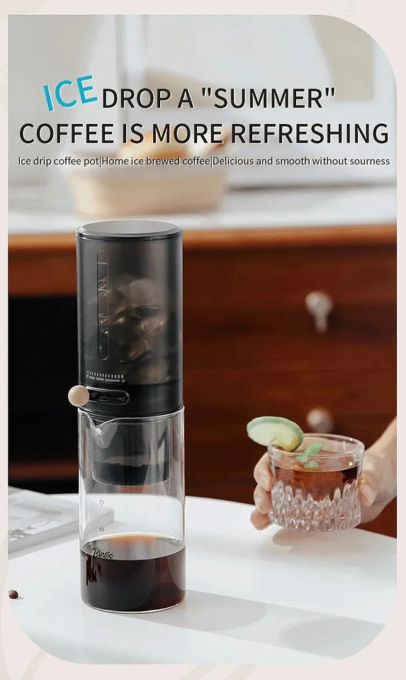 Protable Glass Drip Filter Ice Drop Coffee Maker Cold Brew Dutch Coffee Maker Pot Specialized Barista with 100pcs Filter Paper
