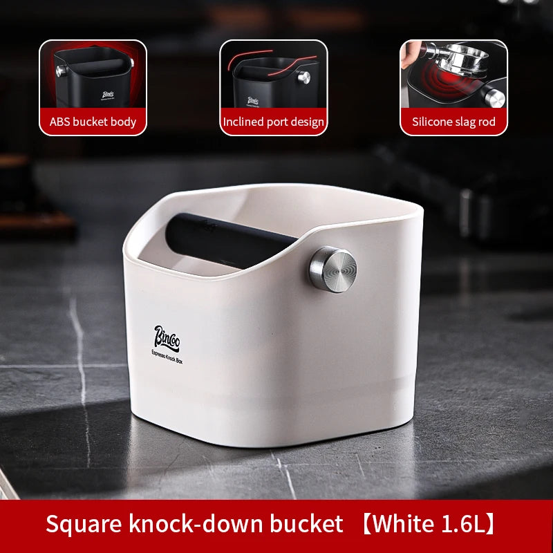 Bincoo Coffee Knock Box Espresso Grounds Container Dump Bin Bucket Anti Slip Powder Beveled Residue Home Cafe Bar Barista Tools