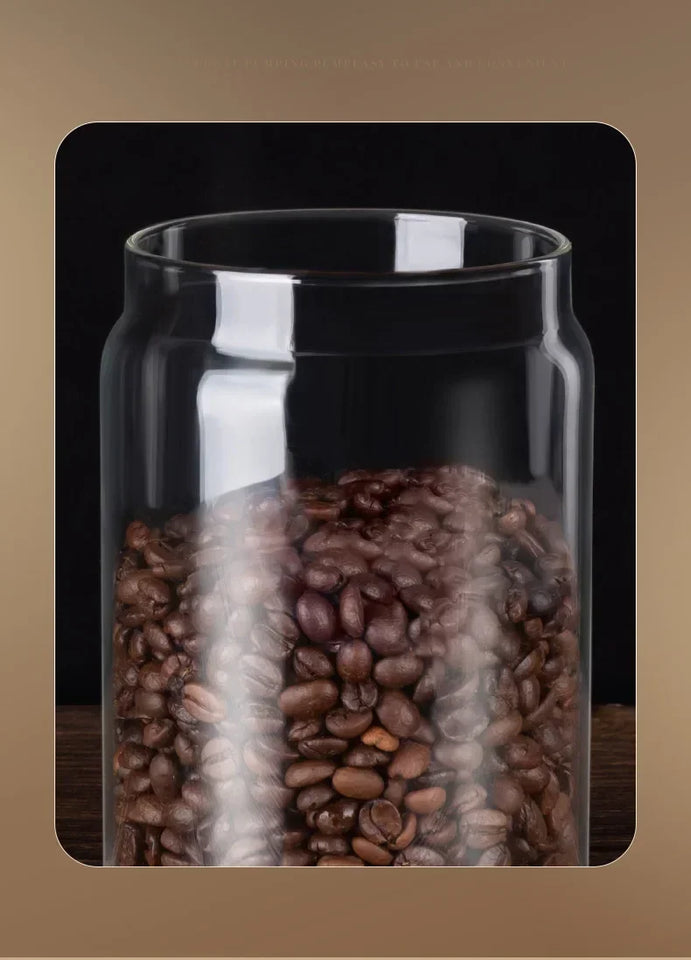 Coffee Can Manual Vacuum Moisture-proof Storage Jar Kitchen High Borosilicate Glass Tea Jar Coffee Bean Storage Sealed Jar