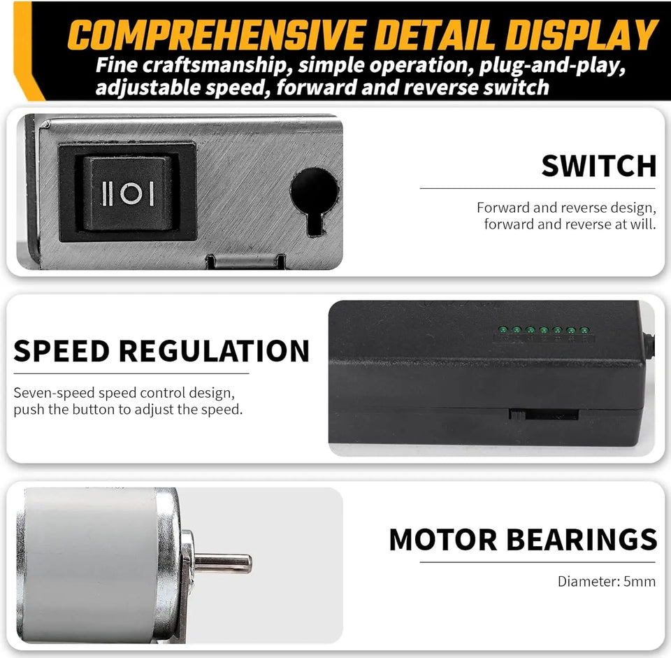 Mini Bench Grinder with 3 Wheels, Electric Multi-Purpose Grinding Machine for Metal, Wood, Knife Making, Jewelry Buffing, 6.3 x