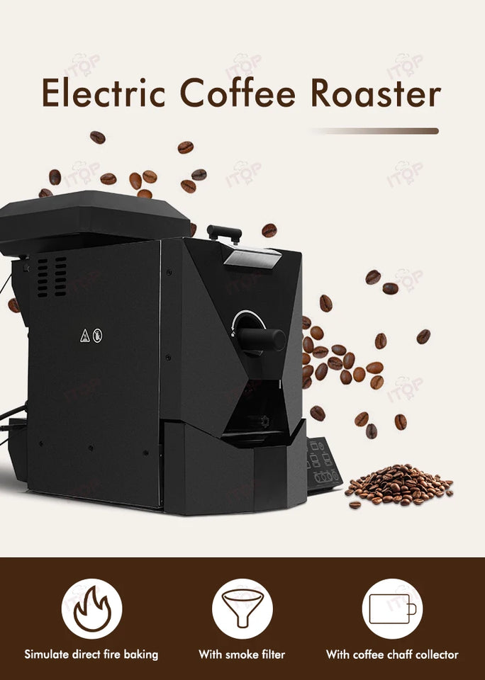 ITOP CBR Electric Coffee Bean Roaster Commercial Roaster Automatic Roasting Machine with 3 Baking Curve Grain Dryer 110V 220V