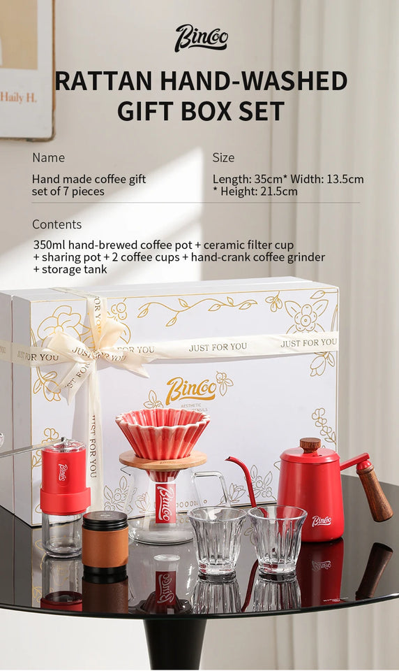 Bincoo Hand Brewed Coffee Pot，Ceramics Filter Cup， Sharing Pot，Hand Brewed Coffee Gift Box Set，Home Barista Kitchen Accessories
