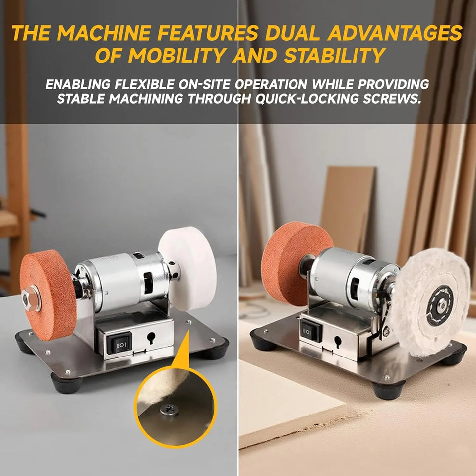 Mini Bench Grinder with 3 Wheels, Electric Multi-Purpose Grinding Machine for Metal, Wood, Knife Making, Jewelry Buffing, 6.3 x