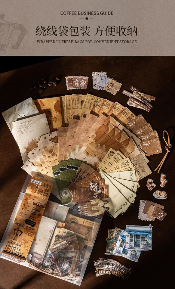 125piece Scrapbook Paper Coffee Business Planner Kit Professional Coffee Shop Worksheets Log Sheets Notebooks Memo Collage