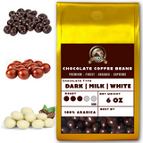 Volcanic Cult Chocolate-Covered Coffee Beans - Dark, Milk & White Chocolate Espresso Beans (6 oz, 12 oz, 16 oz, 32 oz, 80 oz)