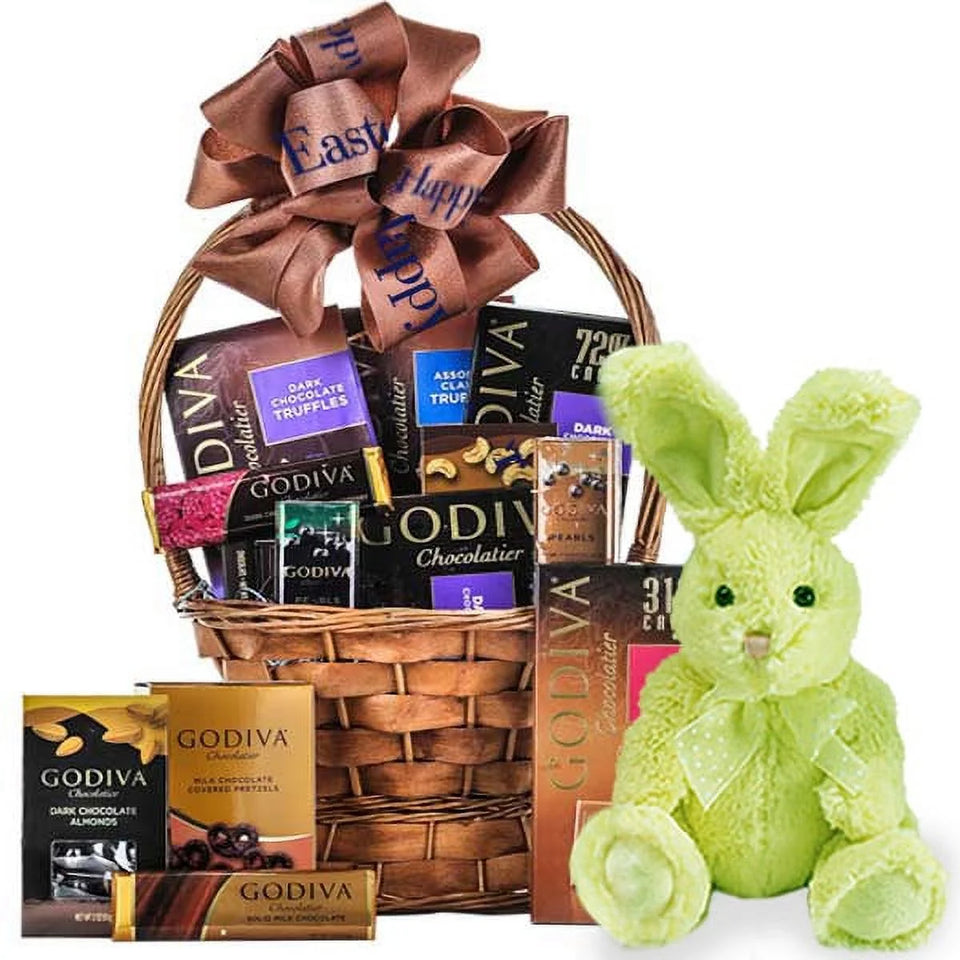 Easter Dream Gourmet Chocolate Basket with Bunny, 8 Inch