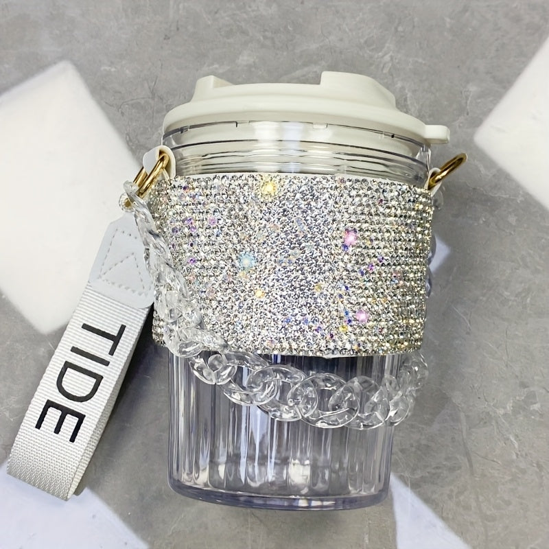 1pc Luxury Diamond-Encrusted Portable Water Bottle - Large Capacity, Perfect for Coffee & Beverages, Ideal for Kitchen & Dining