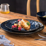 Vicrays Ceramic Dessert Salad Plates, 8 Inch, Set Of 6, Round, Microwave, Oven, And Dishwasher Safe, Scratch Resistant, Porcelain Fluted Suitable For Snacks, Appetizer, Home, Restaurant (Blue)