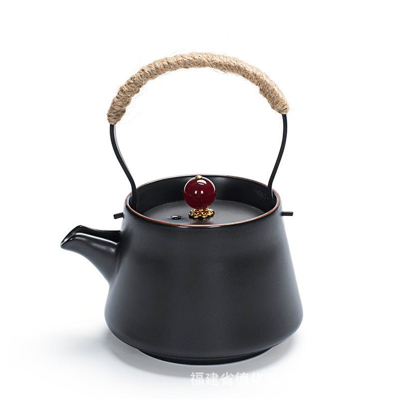 Black And White Ceramic Girder Travel Pot Of Contracted Tea Kettle Household Single Pot Of Tea