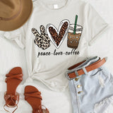 Peace Love Coffee Print, Girls Comfy T-shirt & Shorts Set, Casual Lightweight And Trendy Clothing For Summer