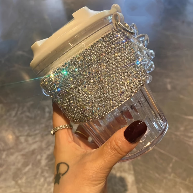 1pc Luxury Diamond-Encrusted Portable Water Bottle - Large Capacity, Perfect for Coffee & Beverages, Ideal for Kitchen & Dining