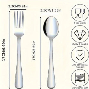 Set of Forks and Spoons - Stainless Steel - Dishwasher Safe - Suitable for Kitchen & Restaurant Use - Perfect for Everyday Dining & Gifting