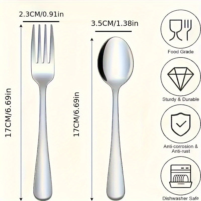 Set of Forks and Spoons - Stainless Steel - Dishwasher Safe - Suitable for Kitchen & Restaurant Use - Perfect for Everyday Dining & Gifting
