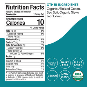 Organic Skinny Hot Cocoa Mix | 40 Serving Size 3G | Sugar Free Hot Chocolate 4.2Oz