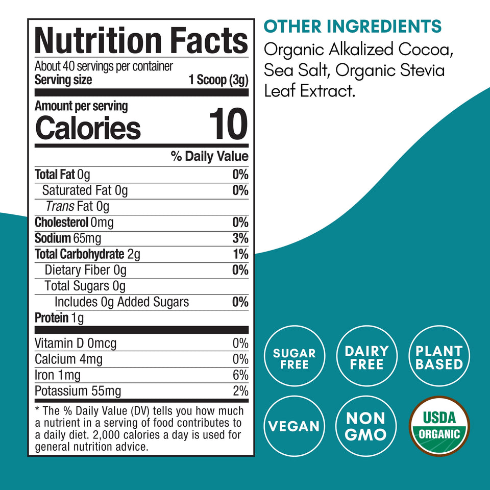 Organic Skinny Hot Cocoa Mix | 40 Serving Size 3G | Sugar Free Hot Chocolate 4.2Oz