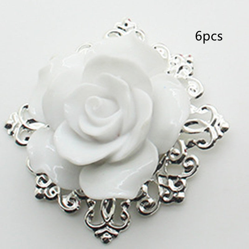 Rose Flower Napkin Button Silver Plated High-end Hotel Western Restaurant