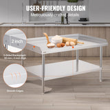 VEVOR Stainless Steel Work Table, 30 X 48 X 26 Inch Commercial Food Prep Worktable, 3-Sided Backsplash Heavy Duty Prep Worktable, Metal Work Table With Adjustable Height For Restaurant Home Hotel