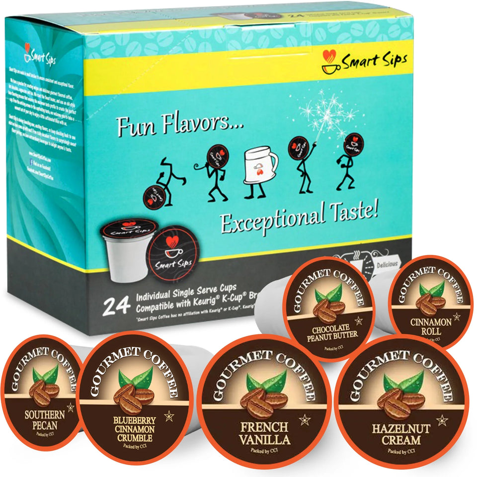 Flavor Lovers Coffee Variety Sampler Pack, 24 Count, Single Serve Flavored Coffee Pods Compatible with Keurig K-Cup Brewers