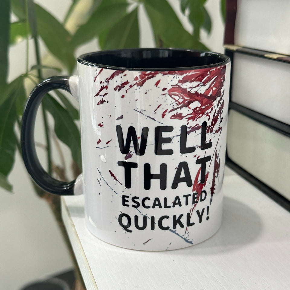 "1pc Funny Ceramic Coffee Mug: ""Well That Escalated Quickly"" 11oz Novelty Cup for Esports, Office & Gifts"