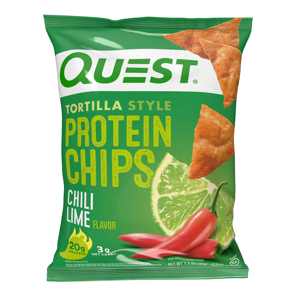 Quest Tortilla-Style Protein Chips, Low Carb, Baked, Keto-Friendly, Chili Lime, 8 Pack