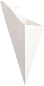 Cone Tek 15 Inch French Fry Cones 100 Recyclable Food Cones - Built-In Sauce Cup Grease-Resistant Lining White Paper Snack Cones for Appetizers and Charcuterie