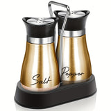 2Pcs Salt And Pepper Shakers Set With Holder,4 Oz Modern Farmhouse Kitchen Decor And Accessories For Restaurant, Wedding, Housewarming Gifts Refillable Design
