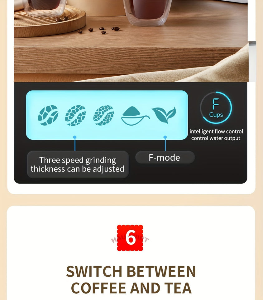 LCD Display, Automatic Drip Coffee Machine With Grind, HAUSWIRT Coffee Maker With Grinder, Grind And Brew Coffee Maker, Compatible For Bean Ground Coffee And Tea