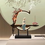 Back Flower Incense Burner Incense Cone Sticks Holder Home Decor Porcelain Suitable For Living Rooms Bedroom Dining Rooms Hotels Offices Tea Rooms Study Rooms As An Ornament