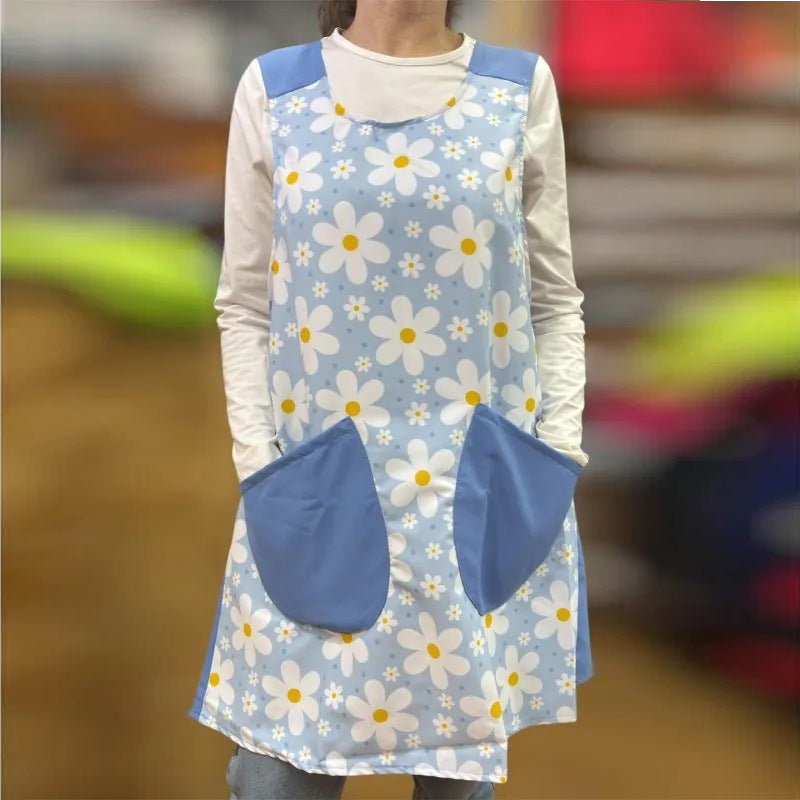 Coffee Baking Handmade Floral Cross Printed Home Apron