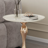 Round Small Metal Side Table, Mid Century End Table, Vintage Pedestal Accent Coffee Table for Small Spaces, Living Room, Bedroom Balcony and Office