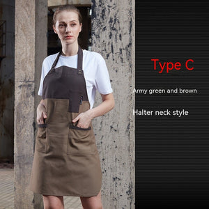 Coffee Tea Shop Adjustable Canvas Neck-hanging Apron