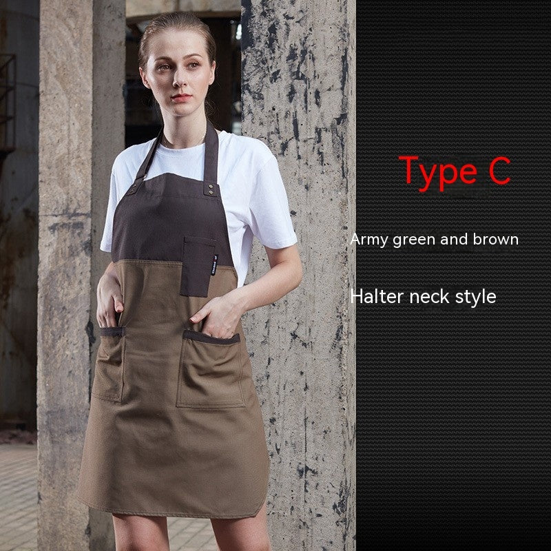 Coffee Tea Shop Adjustable Canvas Neck-hanging Apron