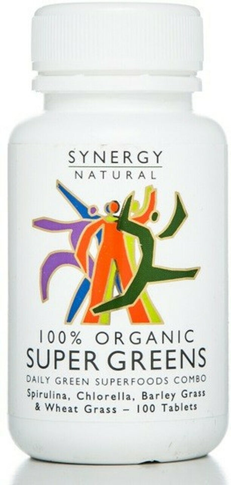 Synergy Natural Organic Super Greens - 100 Tablets of Premium Superfood Blend